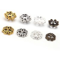 100pcs/lot 8mm Hollow Out Alloy Flower Beads Caps Beads End Caps For Jewelry Making DIY Necklace Bracelet Accessories