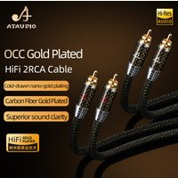 One Pair HiFi RCA Cable for Speaker Amplifier Hi-end OCC Gold-plated Core 2RCA to 2RCA Connector Stereo Interconnect Audio Cable