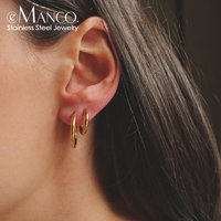 eManco Round Glossy Stainless Steel Earrings 15MM/18MM/20MM Geometric Ear Clips Party Simple Fine Jewelry Ladies Gifts