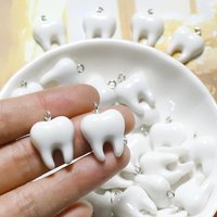 10pcs Resin Flatback White Small Tooth Charms Bulk Cute Cartoon Pendant Accessory DIY For Earring Bracelet Jewelry Make