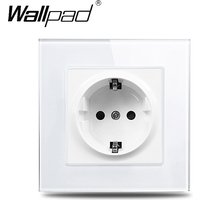 Wallpad 16A prise électrique Standard ue 86 prises de courant murales panneau en verre cristal blanc