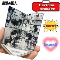 Mini Attack on Titan Anime Peripherals Eren & Mikasa Scene Acrylic Stand, Black Line Drawing DIY Figurine Desktop Ornament Gift