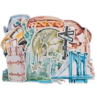 Pack of 12 Watercolor New York Themed Travel Stickers - Big Aesthetic Travel Decals for Water Bottles, Laptop, Scrapbook