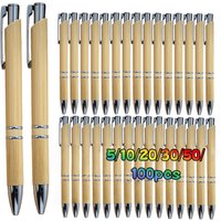 5/10/20/30/50/100Pack Retractable Bamboo Wooden Ballpoint Pen, 1mm Pens Smooth Writing Pens,Office Journaling School Supplies