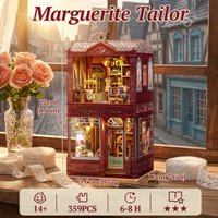 CUTEBEE Book Nook Kit for Marguerite Tailor 3D Wooden Dollhouse Puzzle with LED Light DIY Miniature Model Decor