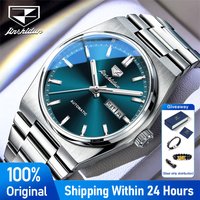 JSDUN 8996 Men Automatic Mechanical Watch Luxury Stainless Steel Business Wristwatch with Date Week Luminous Waterproof Clock