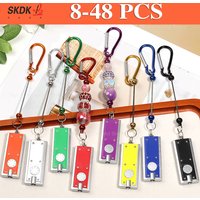 8-48Pcs LED Flashlight with DIY Beads & Carabiner Hook | Portable Outdoor Lighting for Camping