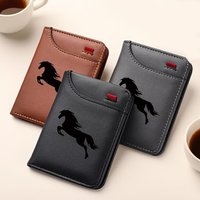 Men'S Retro Imitation Faux Leather Card Holder - Elegant Black Horse Design - Slim And Soft with Various Card Slots, Wallet