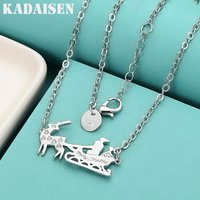 925 Sterling Silver Christmas Sled Pendant Necklace For Women Wedding Party High Quality Fashion Charm Jewelry