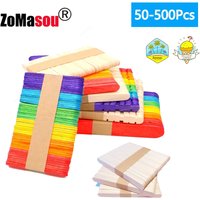 50/100/500Pcs Ice Cream Popsicle Sticks Natural Wooden Sticks Ice Cream Spoon Hand Crafts Art Ice Cream Lolly Kitchen Cake Tools