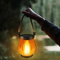 USB Rechargeable Solar Flame Light 800 Lumens Solar Powered Hanging Lantern Hangable Light 1500mAh Camping Light