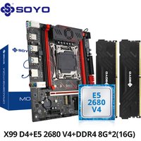 SOYO X99 Gaming Motherboard Set C612 Chipset TPM2.0 Pin with E5 2680 V4 CPU & DDR4 16G (2*8G) 2133MHz RAM PCIE3.0 for Desktop PC