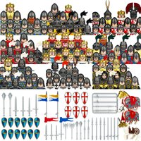 Medieval Knight Warrior Building Blocks Military Soldier Figures Europe Castle Guard Army Sword Weapon War Horse Bricks Toy Gift