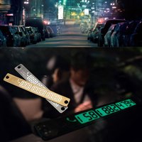2pcs Temporary Car Parking Card Telephone Number Card Notification Night Light Sucker Plate Car Styling Phone Number Card