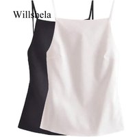 Willshela Frauen Fashion Solid Lace Up Backless Leibchen Vintage Dünnen Trägern Quadrat Kragen Weibliche Chic Dame Tops