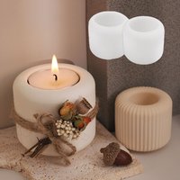 Classic Striped Candle Holder Silicone Mold Table Decor Tealight Holder Concrete Mold Gypsum Epoxy Resin Candlestick Mold