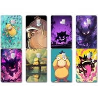 1pc P-Psyduck-s-G-Gengar-s Anime 4pcs 1Set Funny Shell On Off Ultra Thin No Fade Sticker Skin Cover Film For Debit Credit Card