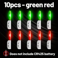 10pcs Rod tip light, smart flashing night fishing lure, fishing indicator light, red or green light, batteries not included.