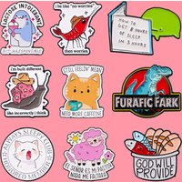 Animals Sheep Quotes Enamel Pin Cute Dinosaur Cat Brooch Pines Lapel Pins Badge on Backpack Clothing Accessories Jewelry Gifts