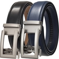 3.5cm Luxury Designer Men's Leather Belt with Automatic Ratchet Buckle Width plus Size Male Blue Black Brown Formal Accessory