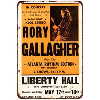 1973 Rory Gallagher Liberty Hall Concert Poster Vintage Look Metal Sign