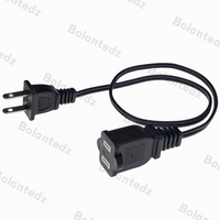 AC Power Supply 2-Prong Male/Female Extension Cord Cable US Plug,NEMA 1-15P To 1-15R AC Power Cord 10A 0.3m/0.5m