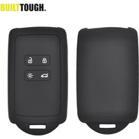 4 Button Silicone Key Case Cover for Renault Koleos Kadjar Megane Talisman Captur Espace Clio 2016-2019 key Ring chain Fob Shell