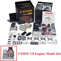 CISON V8 44CC Engine Model Kit 1/6 8 Cylinder Internal Combustion Water-cooled Four-stroke Engine Model Assembly Kit Toy