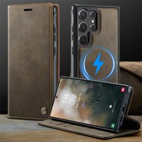 Magnetic PU Leather Flip Card Wallet Phone Case For Samsung Galaxy S26 S21 S22 S23 S24 S25 Ultra Plus FE Wireless Charging Cover