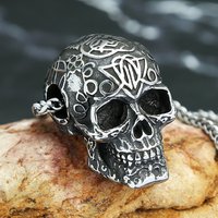 Fashion Retro Gothic Skull Pendant Punk Hip Hop Men's Stainless Steel Skeleton Necklace Motorcycle Amulet Jewelry Gift Wholesale