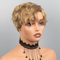Perruque courte bob, coupe pixie, en cheveux humains, pour femmes noires, perruques courtes à couches, coupe pixie, sans colle, sans dentelle, entièrement fabriquée à la machine
