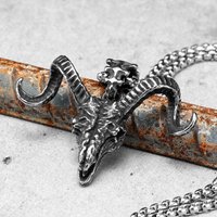 Retro Argail Goat Skull Men's Stainless Steel Pendant Necklace Satanic Occult Animal Punk Gothic Jewelry Gifts Wholesale