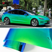 Car Sticker Vinyl Wrapped Gradient Green Electroplated Rainbow Film Waterproof Scratch Resistant Bubble Free Car Accessories