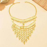 Accessory, Sparkling Pendant For Dynamic Stage Styling Middle Eastern Gold Coin Tassel Face Veil, Multi-Layer Belly Dance
