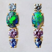 Fashion Design Inlaid Colorful Stones Studs Earrings Creative Geometry Gold Color Earrings For Woman Aesthetic Jewelry