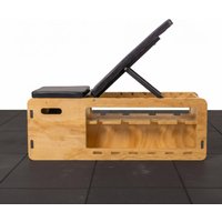 Wooden Exercise Bench Storage Shelf Adjustable Bench Fitness Equipment Black Metal Comfortable Padding