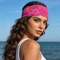 AWAYTR Korean Lace Floral Headbands Sweet Wide Lace Trim Hairband Soft Elastic Hair Bands for Women Daily Wear Headwrap
