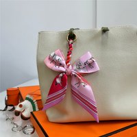 Sweet Anime Pony Print Ribbon Keychain Accessories Exquisite Handmade Cartoon Plaid Bow Bag Pendant Fashion and Cute Key Jewelry