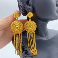 Tassel Drop Earrings 24k Gold Plated Indian Earrings for Women Design Dubai African Party Earrings Accessory for Weddings Gifts
