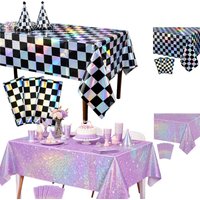 Muticolor Elegant Tablecloth Thickened Color Laser Tablecloth for Anniversary & Birthday Party Romantic Decoration Tablecloth