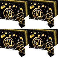 Gold Black Birthday Table Cloth 18 30 40 50 Years Old Birthday Decoration Birthday Party Supplies Gold Glitter Tablecloth Decor