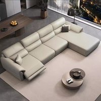 Modern Genuine Leather Sectional Couch – Power Reclining Sofa With Adjustable Footrests, USB, For Living Room Or Home Theater