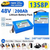 48V 13S8P 200Ah 18650 Wiederaufladbarer Li-Ionen-Akku Hochleistungs-Akku mit BMS für Motorrad, Roller, Fahrrad