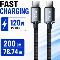 120W 6A Type C to Type C Fast Charger Data Cable For Samsung S23 S22 S21 Xiaomi 12Pro K50 K60 Redmi Huawei P40 P60 Android Phone