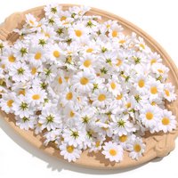100pcs/4cm Artificial White Chrysanthemum Birthday Wedding Party Decoration Fake Flower Heads Wreath DIY Scrapbook Flowers