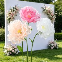 Large Artificial Peony Flower with 1.3M Flower Stem,Mesh Road Lead Flowers for Wedding Event Stage Window Layout Christmas Party