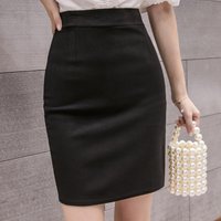 Mid-Length A-Line Skirt for Women High Waist Elastic Black Asymmetrical Hemline Professional Office Work Skirt plus Size
