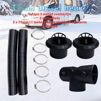 75mm Car Diesel Parking Heater with 2x Air Outlet Vent T Connector Duct Pipe And 5x Clamps Compatible with Webasto Eberspacher