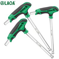 1pc LAOA Ball Head T-shape Hex Wrench 2-10MM S2 Hex Key 58HRC Hexagon Screwdriver Socket Screw Wrench Spannner