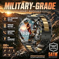 Military 1000mAh Battery Smart Watch Men 1.7“AMOLED Screen GPS LED Flashlight 5ATM Waterproof Clock NFC Call Sport Fitness Watch
